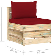 Modulares Mittelsofa mit Kissen Grün Imprägniertes Holz