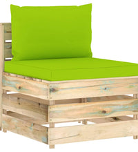 Modulares Mittelsofa mit Kissen Grün Imprägniertes Holz