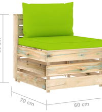 Modulares Mittelsofa mit Kissen Grün Imprägniertes Holz