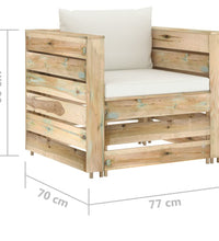 2-tlg. Garten-Lounge-Set mit Kissen Grün Imprägniertes Holz