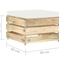 3-tlg. Garten-Lounge-Set mit Kissen Grün Imprägniertes Holz