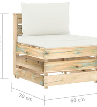 3-tlg. Garten-Lounge-Set mit Kissen Grün Imprägniertes Holz