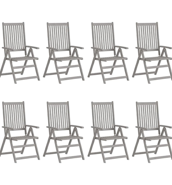 Verstellbare Gartenstühle 8 Stk. Grau Massivholz Akazie