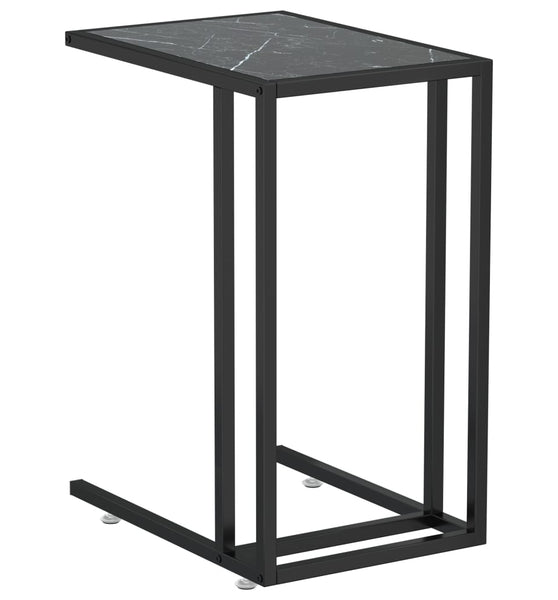 Computer-Beistelltisch Schwarz Marmor 50x35x65 cm Hartglas