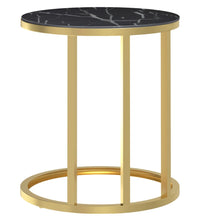 Beistelltisch Golden und Schwarze Marmor-Optik 45 cm Hartglas