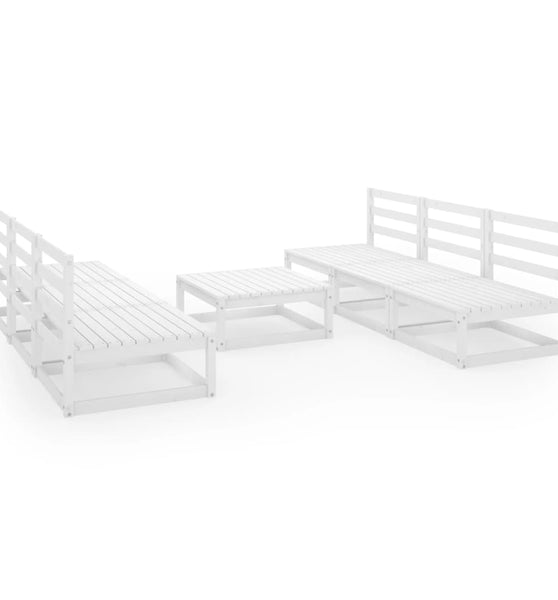 7-tlg. Garten-Lounge-Set Weiß Massivholz Kiefer