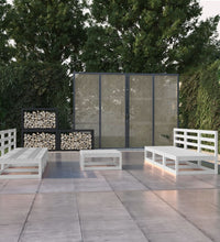 7-tlg. Garten-Lounge-Set Weiß Massivholz Kiefer