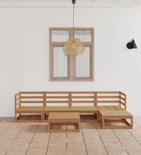 6-tlg. Garten-Lounge-Set Honigbraun Massivholz Kiefer