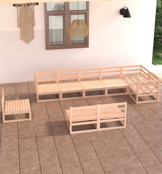 9-tlg. Garten-Lounge-Set Massivholz Kiefer