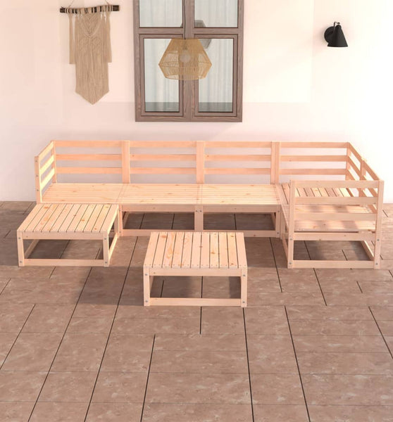 7-tlg. Garten-Lounge-Set Massivholz Kiefer