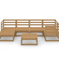 7-tlg. Garten-Lounge-Set Honigbraun Massivholz Kiefer