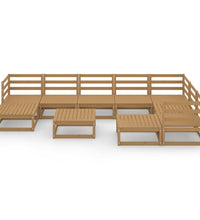 10-tlg. Garten-Lounge-Set Honigbraun Massivholz Kiefer