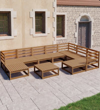 10-tlg. Garten-Lounge-Set Honigbraun Massivholz Kiefer