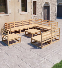 10-tlg. Garten-Lounge-Set Massivholz Kiefer