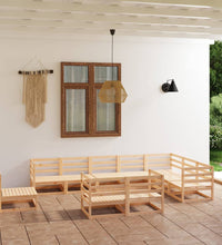 10-tlg. Garten-Lounge-Set Massivholz Kiefer