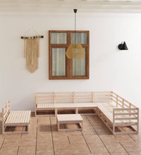 10-tlg. Garten-Lounge-Set Massivholz Kiefer