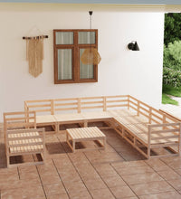 10-tlg. Garten-Lounge-Set Massivholz Kiefer