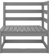 10-tlg. Garten-Lounge-Set Grau Kiefer Massivholz
