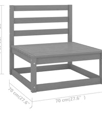 10-tlg. Garten-Lounge-Set Grau Kiefer Massivholz