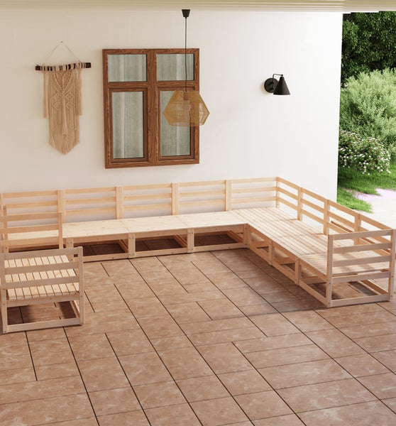 10-tlg. Garten-Lounge-Set Massivholz Kiefer