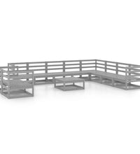 11-tlg. Garten-Lounge-Set Grau Kiefer Massivholz