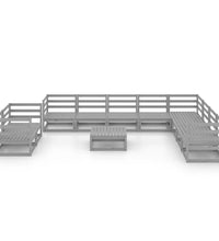 11-tlg. Garten-Lounge-Set Grau Kiefer Massivholz