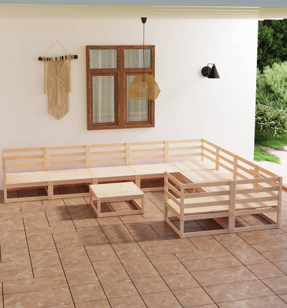 10-tlg. Garten-Lounge-Set Massivholz Kiefer