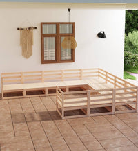 10-tlg. Garten-Lounge-Set Massivholz Kiefer