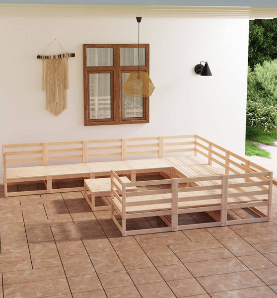 11-tlg. Garten-Lounge-Set Massivholz Kiefer