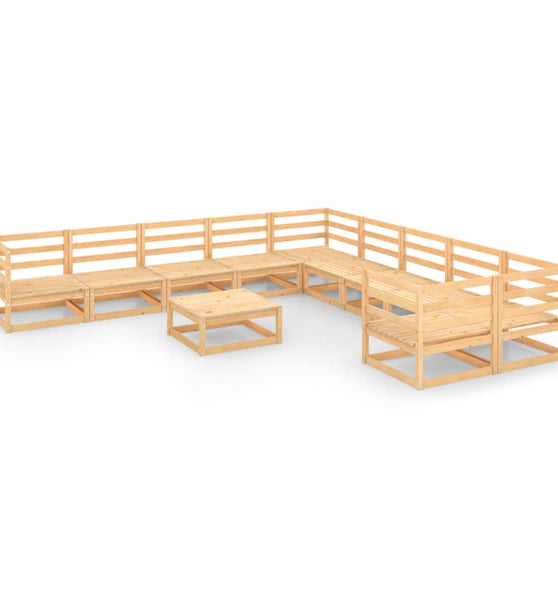 11-tlg. Garten-Lounge-Set Massivholz Kiefer