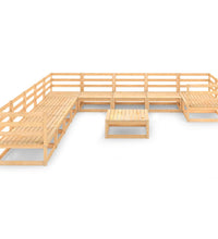 11-tlg. Garten-Lounge-Set Massivholz Kiefer