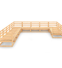 11-tlg. Garten-Lounge-Set Massivholz Kiefer