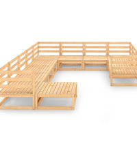 11-tlg. Garten-Lounge-Set Massivholz Kiefer