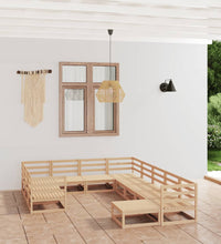 11-tlg. Garten-Lounge-Set Massivholz Kiefer