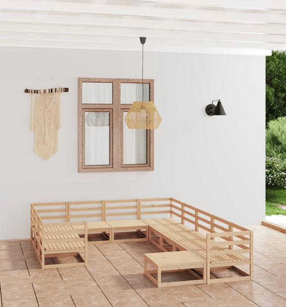 11-tlg. Garten-Lounge-Set Massivholz Kiefer