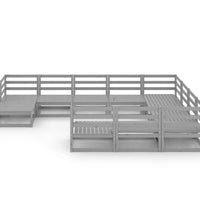 11-tlg. Garten-Lounge-Set Massivholz Kiefer