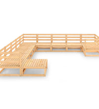 11-tlg. Garten-Lounge-Set Massivholz Kiefer