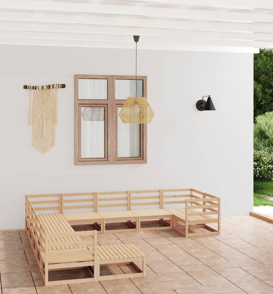 11-tlg. Garten-Lounge-Set Massivholz Kiefer