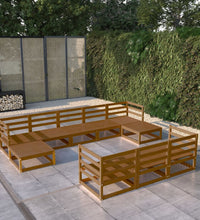 10-tlg. Garten-Lounge-Set Massivholz Kiefer