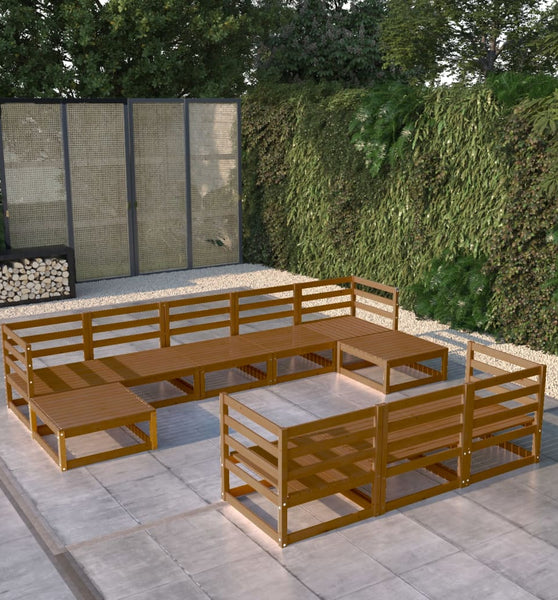 10-tlg. Garten-Lounge-Set Massivholz Kiefer