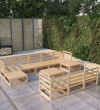 11-tlg. Garten-Lounge-Set Massivholz Kiefer