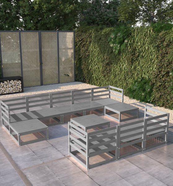 11-tlg. Garten-Lounge-Set Massivholz Kiefer
