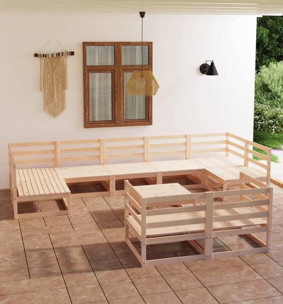 10-tlg. Garten-Lounge-Set Massivholz Kiefer