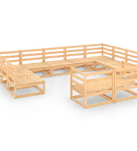 11-tlg. Garten-Lounge-Set Massivholz Kiefer