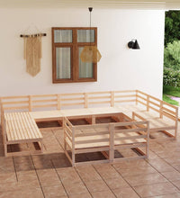 11-tlg. Garten-Lounge-Set Massivholz Kiefer