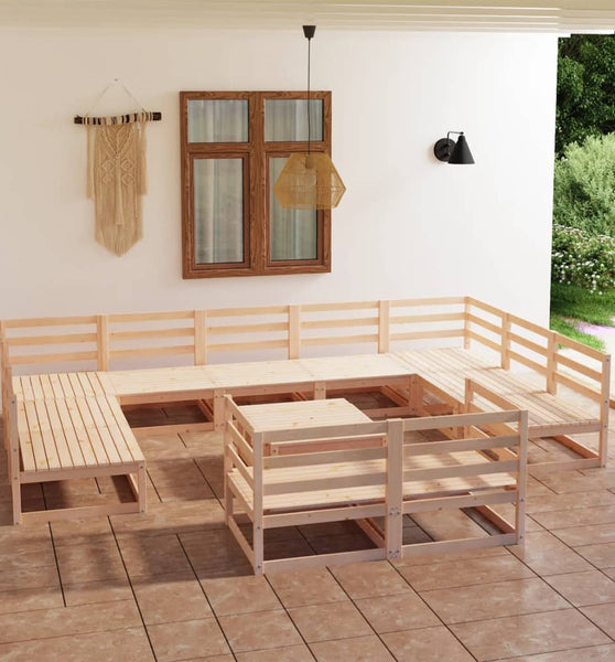 12-tlg. Garten-Lounge-Set Massivholz Kiefer