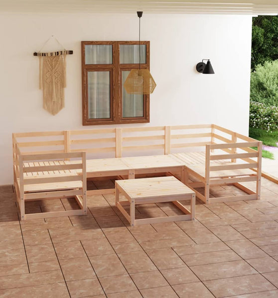 7-tlg. Garten-Lounge-Set Massivholz Kiefer