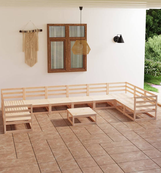 11-tlg. Garten-Lounge-Set Massivholz Kiefer