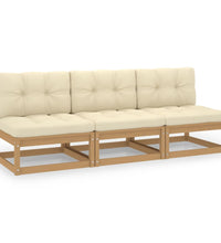 3-Sitzer-Sofa mit Kissen Kiefer Massivholz