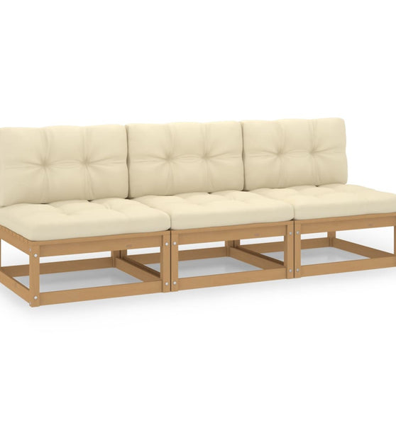 3-Sitzer-Sofa mit Kissen Kiefer Massivholz